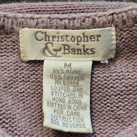 Christopher And Banks Liliac Full Button Rolled Hem Sweater Size Medium - Picture 9 of 9